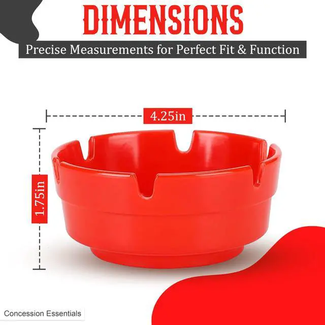 Alt view image 2 of 7 - 4.25" x 1.75 Red Plastic Ashtrays -6ct