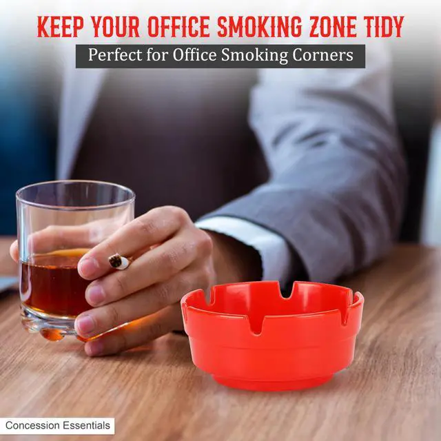 Alt view image 6 of 7 - 4.25" x 1.75 Red Plastic Ashtrays -6ct