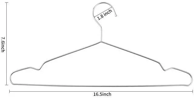 Alt view image 5 of 7 - Hangers 10 Pack Clothes Hanger Strong Heavy Duty Stainless Steel Metal Ultra Thin Space Saving Wire Hangers 16.5in by