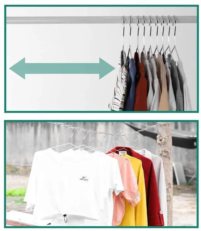 Alt view image 7 of 7 - Hangers 10 Pack Clothes Hanger Strong Heavy Duty Stainless Steel Metal Ultra Thin Space Saving Wire Hangers 16.5in by
