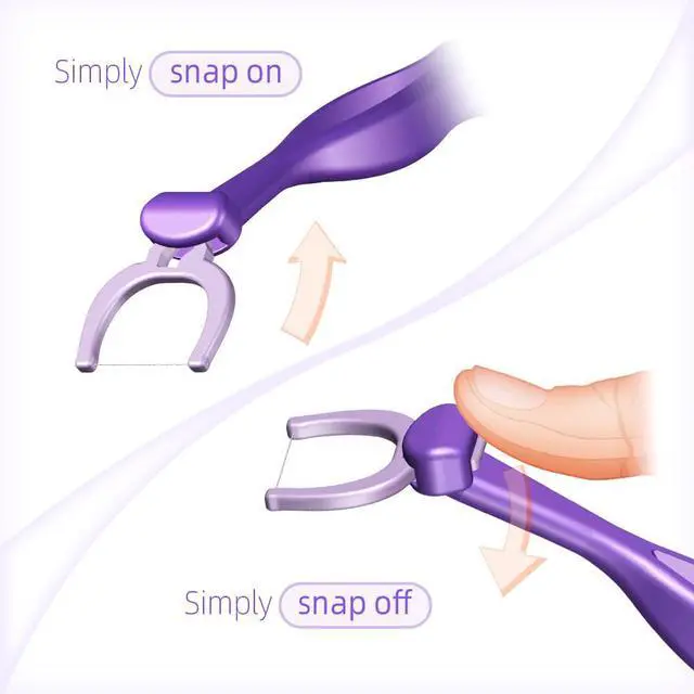Alt view image 3 of 7 - Seniors NoFuss Dental Flosser Kit, 5-inch Long Handle & Refill Heads, Soft Flex Floss Gentle on Sensitive Gums, Fluoride Free, (Purple Handle + 100 Soft Flex Floss Refills)