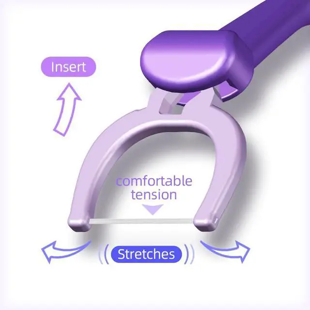 Alt view image 5 of 7 - Seniors NoFuss Dental Flosser Kit, 5-inch Long Handle & Refill Heads, Soft Flex Floss Gentle on Sensitive Gums, Fluoride Free, (Purple Handle + 100 Soft Flex Floss Refills)