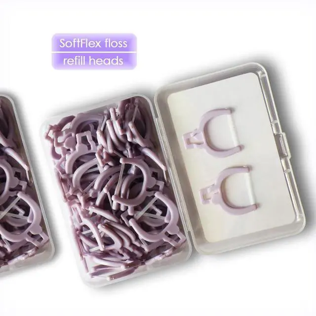 Alt view image 7 of 7 - Seniors NoFuss Dental Flosser Kit, 5-inch Long Handle & Refill Heads, Soft Flex Floss Gentle on Sensitive Gums, Fluoride Free, (Purple Handle + 100 Soft Flex Floss Refills)