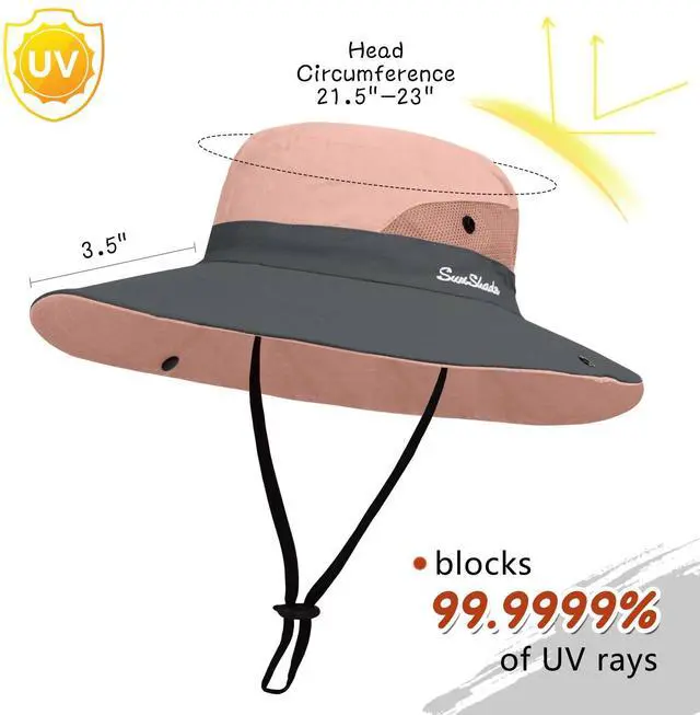 Alt view image 5 of 6 - 1 Pack Women's Ponytail Safari Sun Hat,Wide Brim UV Protection Outdoor Bucket Hat,Foldable Beach Summer Fishing Hat