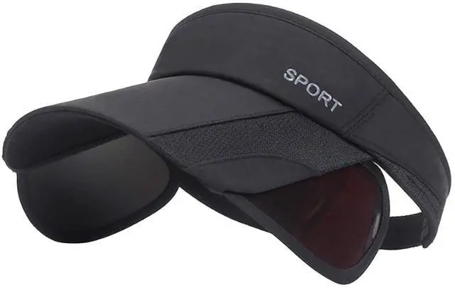 Main image of Summer Sun Visor Hat - Women Adjustable Golf Cap with Retractable Brim, UV Protection Beach/Tennis Sport Hat (Black)