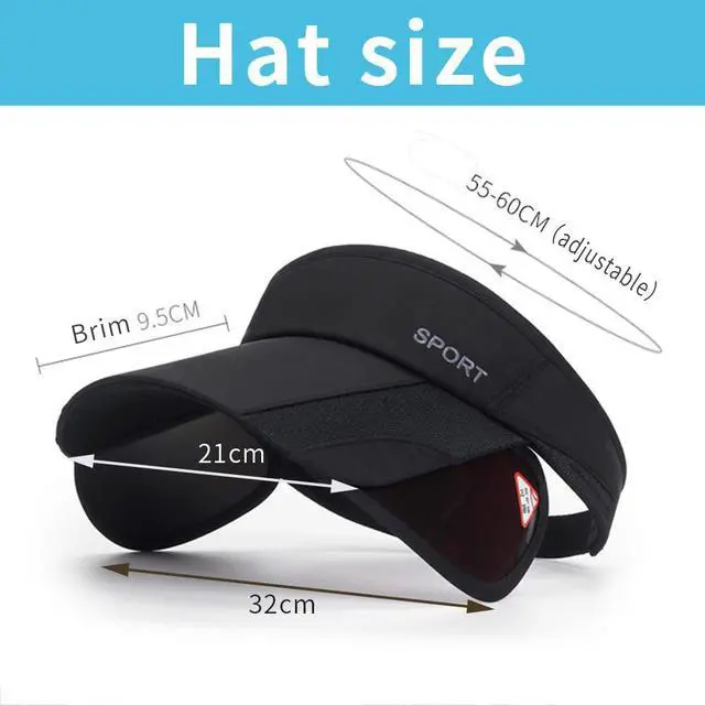 Alt view image 2 of 5 - Summer Sun Visor Hat - Women Adjustable Golf Cap with Retractable Brim, UV Protection Beach/Tennis Sport Hat (Black)