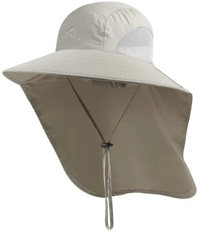 Main image of Outdoor Sun Hat for Men with 50+ UPF Protection Safari Cap Wide Brim Fishing Hat with Neck Flap, for Dad Light Grey