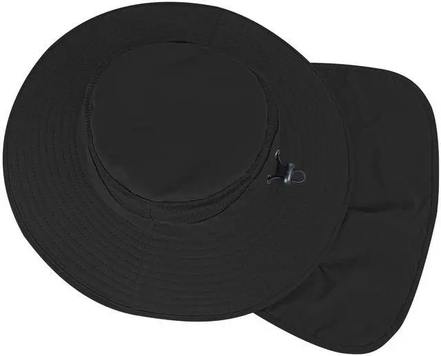 Alt view image 4 of 7 - Sun Hats for Men Women Fishing Hat UPF 50+ Breathable Wide Brim Bucket Hats Summer UV Protection Safari Hat with Neck Flap Black