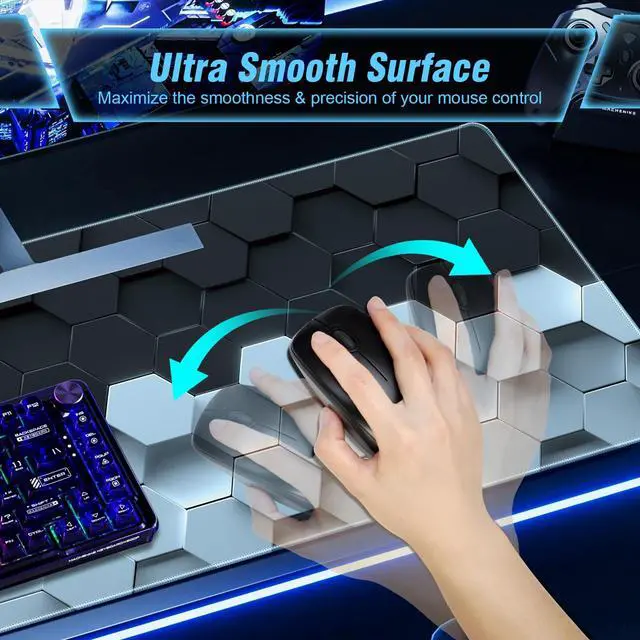 Alt view image 2 of 7 - Gaming Mousepad, 3D Stereoscopic Vision Gaming Mousepad for Desk, 35.4"x15.7" Extra Large Mouse Pad with Smooth Control Performance, Best Large Mouse Pad for Office Home Gamer