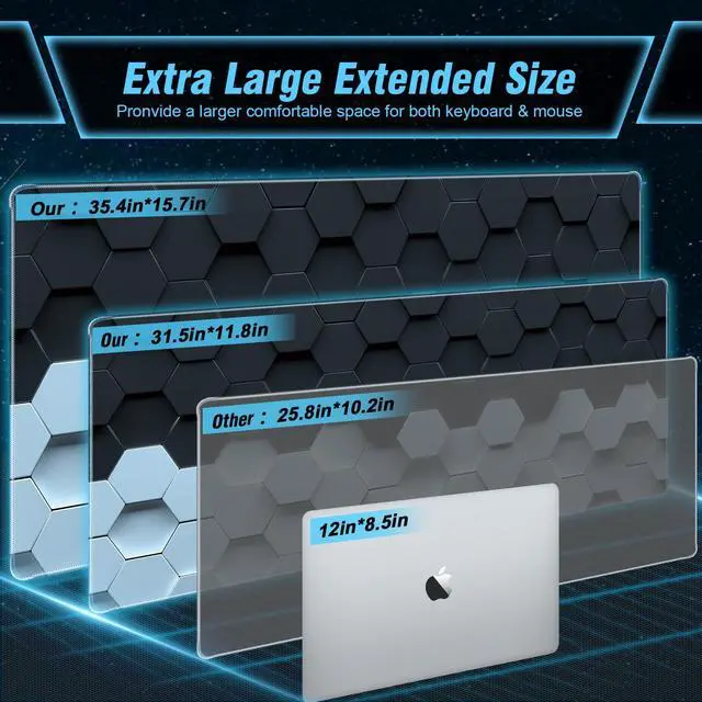 Alt view image 4 of 7 - Gaming Mousepad, 3D Stereoscopic Vision Gaming Mousepad for Desk, 35.4"x15.7" Extra Large Mouse Pad with Smooth Control Performance, Best Large Mouse Pad for Office Home Gamer