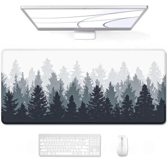 Main image of Large Mouse Pad, XXL Gaming Mousepad, Desk Mat for Desktop, Thick Rubber, Big & Long Size, Stitched Edges, Full Desk Pad for Laptop & Computer, Extended 31.5 x 11.8 in, Ink Misty Forest