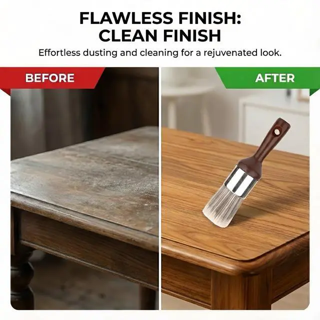 Alt view image 5 of 6 - 2PCS Wax & Cleaning Brushes for Leather, Wood, Furniture and Car Interiors, Soft Bristle Polish Brush with Ergonomic Handle for Shoe, Bag, Desk and Home Care (Brown)