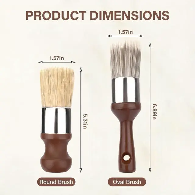 Alt view image 2 of 6 - 2PCS Wax & Cleaning Brushes for Leather, Wood, Furniture and Car Interiors, Soft Bristle Polish Brush with Ergonomic Handle for Shoe, Bag, Desk and Home Care (Brown)