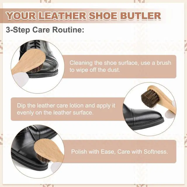 Alt view image 5 of 7 - Shoe Cleaning Brush 6"x2" Beech Wood Pig Bristle Boot Polish Brushes for Leather Shoes Boots Cloth Cleaner, Gray Brown Wood