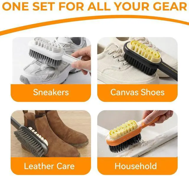 Alt view image 6 of 7 - 3Pack Back to School Season Double-Sided Suede Shoe Brush Rubber Shoe Brushes, Shoe Brushes for Cleaning Rubber Polish Eraser with Soft Plastic Bristles for Suede/Nubuck ShoesSneakers Cleaning