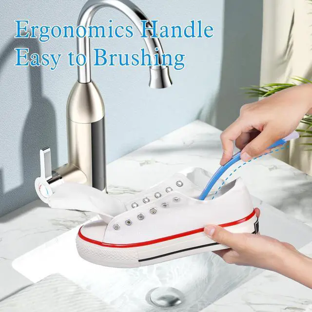 Alt view image 4 of 7 - 2Pcs 10in Shoes Cleaning Brushes, Double Sided Shoe Sole Cleaner Insider Shoe Wash Cleaner Large Boot Scrubber Cleaner Tool Kits, Blue