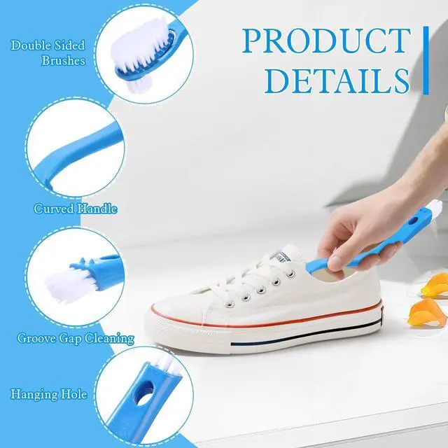 Alt view image 3 of 7 - 2Pcs 10in Shoes Cleaning Brushes, Double Sided Shoe Sole Cleaner Insider Shoe Wash Cleaner Large Boot Scrubber Cleaner Tool Kits, Blue