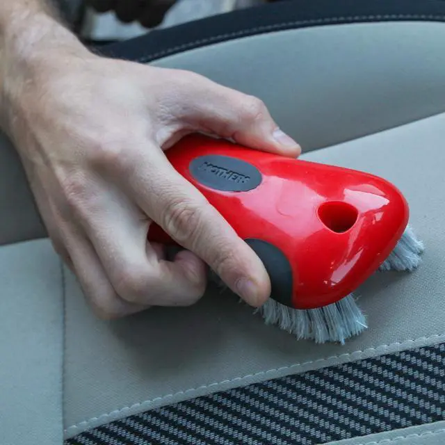 Alt view image 6 of 7 - Soft Bristle Leather and Upholstery Car Cleaning Scrub Brush for Automotive, Home, Couch, Stain Remover, Red