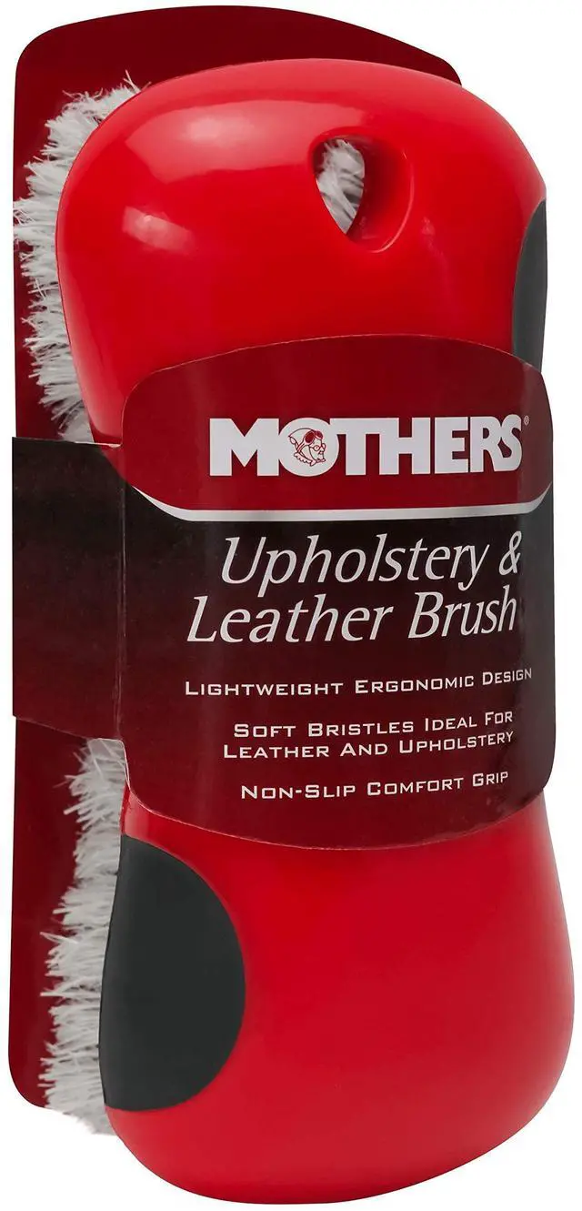 Alt view image 7 of 7 - Soft Bristle Leather and Upholstery Car Cleaning Scrub Brush for Automotive, Home, Couch, Stain Remover, Red