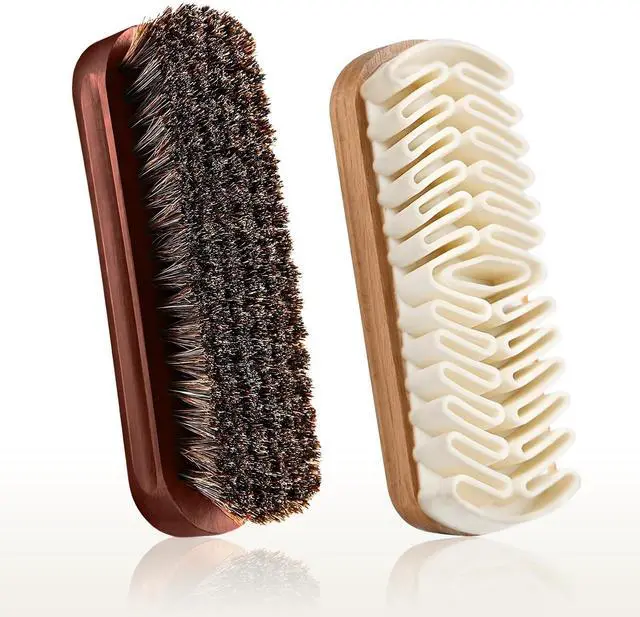 Main image of Horsehair Brush & Suede Shoe Brush,Soft Bristles Shoe Cleaning Brush for Polishing Leather, Portable Horse Hair Shine Brush for Boots Handbags Coats Sofa Furniture(2 PCS)