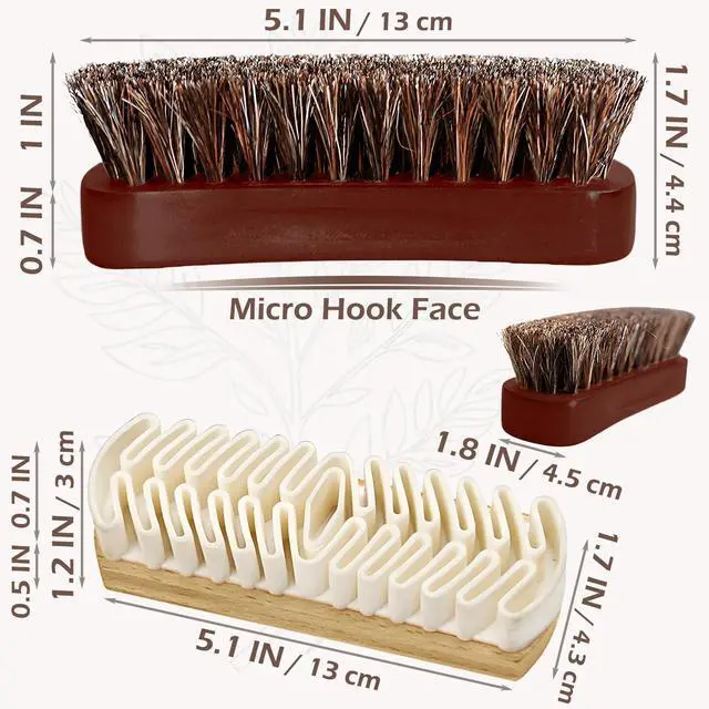 Alt view image 3 of 7 - Horsehair Brush & Suede Shoe Brush,Soft Bristles Shoe Cleaning Brush for Polishing Leather, Portable Horse Hair Shine Brush for Boots Handbags Coats Sofa Furniture(2 PCS)