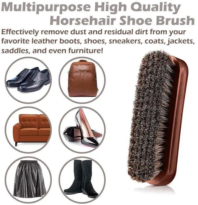 Alt view image 4 of 7 - Horsehair Brush & Suede Shoe Brush,Soft Bristles Shoe Cleaning Brush for Polishing Leather, Portable Horse Hair Shine Brush for Boots Handbags Coats Sofa Furniture(2 PCS)