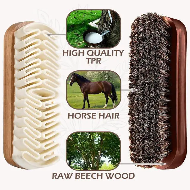 Alt view image 2 of 7 - Horsehair Brush & Suede Shoe Brush,Soft Bristles Shoe Cleaning Brush for Polishing Leather, Portable Horse Hair Shine Brush for Boots Handbags Coats Sofa Furniture(2 PCS)