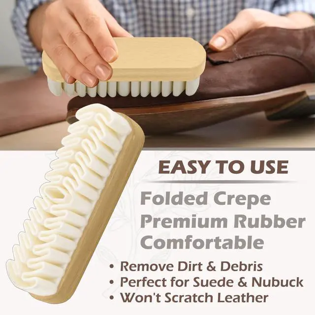Alt view image 6 of 7 - Horsehair Brush & Suede Shoe Brush,Soft Bristles Shoe Cleaning Brush for Polishing Leather, Portable Horse Hair Shine Brush for Boots Handbags Coats Sofa Furniture(2 PCS)