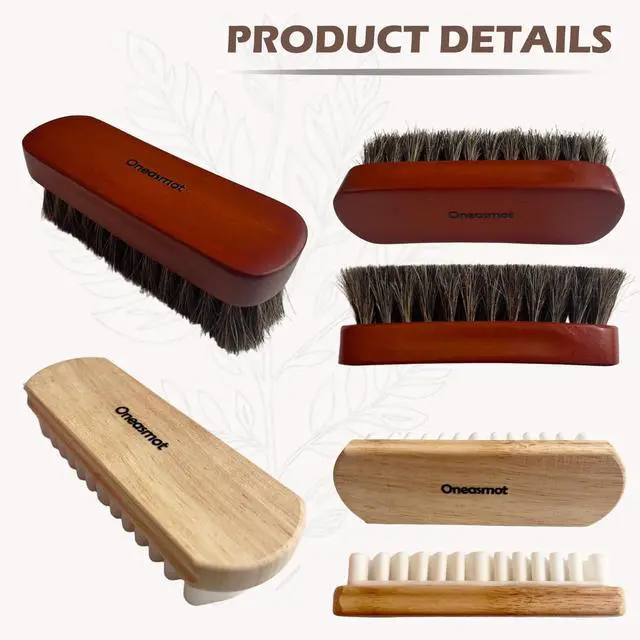 Alt view image 7 of 7 - Horsehair Brush & Suede Shoe Brush,Soft Bristles Shoe Cleaning Brush for Polishing Leather, Portable Horse Hair Shine Brush for Boots Handbags Coats Sofa Furniture(2 PCS)