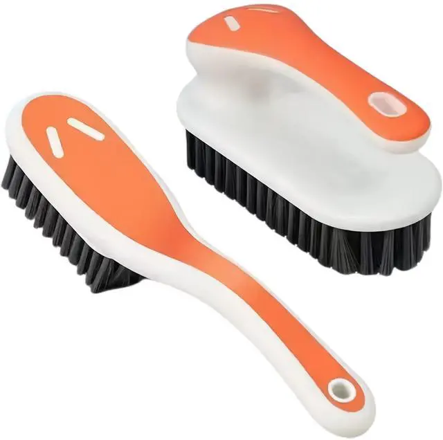 Main image of Soft Bristle Scrub Cleaning Brush Stain Remover Brush Fabric Cleaning Brush Laundry Brush Small Scrub Brush Cleaner Household Cleaning Brushes for Carpet, Clothes, Bathroom,Sneaker-2 Pack (Orange)