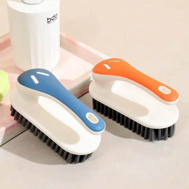 Alt view image 3 of 7 - Soft Bristle Scrub Cleaning Brush Stain Remover Brush Fabric Cleaning Brush Laundry Brush Small Scrub Brush Cleaner Household Cleaning Brushes for Carpet, Clothes, Bathroom,Sneaker-2 Pack (Orange)