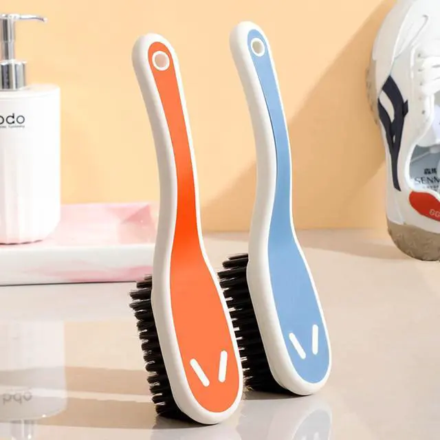 Alt view image 4 of 7 - Soft Bristle Scrub Cleaning Brush Stain Remover Brush Fabric Cleaning Brush Laundry Brush Small Scrub Brush Cleaner Household Cleaning Brushes for Carpet, Clothes, Bathroom,Sneaker-2 Pack (Orange)