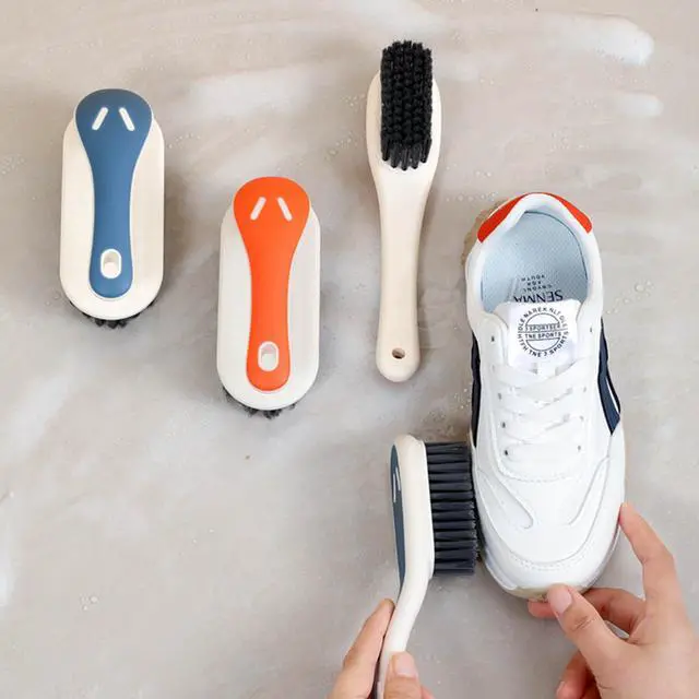 Alt view image 5 of 7 - Soft Bristle Scrub Cleaning Brush Stain Remover Brush Fabric Cleaning Brush Laundry Brush Small Scrub Brush Cleaner Household Cleaning Brushes for Carpet, Clothes, Bathroom,Sneaker-2 Pack (Orange)
