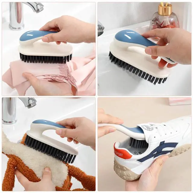 Alt view image 6 of 7 - Soft Bristle Scrub Cleaning Brush Stain Remover Brush Fabric Cleaning Brush Laundry Brush Small Scrub Brush Cleaner Household Cleaning Brushes for Carpet, Clothes, Bathroom,Sneaker-2 Pack (Orange)