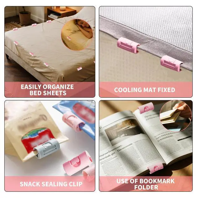 Alt view image 6 of 6 - 8PCS Larger Bed Sheet Grippers with Two Gear for Bed Sheet Holder,Duvet Cover Clips,Durable Bed Sheet Clips Keep Sheets Snug for Mattresses with Raised Edge,Fitted Sheet Clips(Pink)