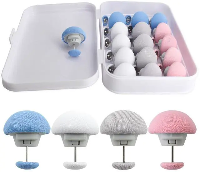 Main image of 16Pcs Quilt Duvet Clips Bedding Holder Pins Fasteners Mushroom Round Fixing Clips for Thin Thick Quilts Blanket Sheet Bed Skirt Slippers Pillow Towel Cushion Curtain, 4 Colors