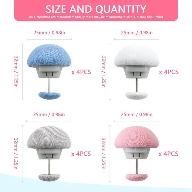 Alt view image 2 of 7 - 16Pcs Quilt Duvet Clips Bedding Holder Pins Fasteners Mushroom Round Fixing Clips for Thin Thick Quilts Blanket Sheet Bed Skirt Slippers Pillow Towel Cushion Curtain, 4 Colors