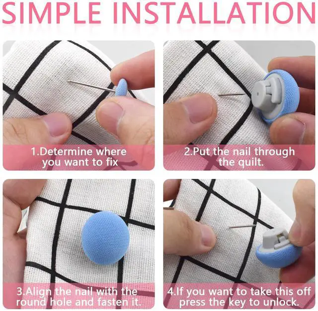 Alt view image 4 of 7 - 16Pcs Quilt Duvet Clips Bedding Holder Pins Fasteners Mushroom Round Fixing Clips for Thin Thick Quilts Blanket Sheet Bed Skirt Slippers Pillow Towel Cushion Curtain, 4 Colors