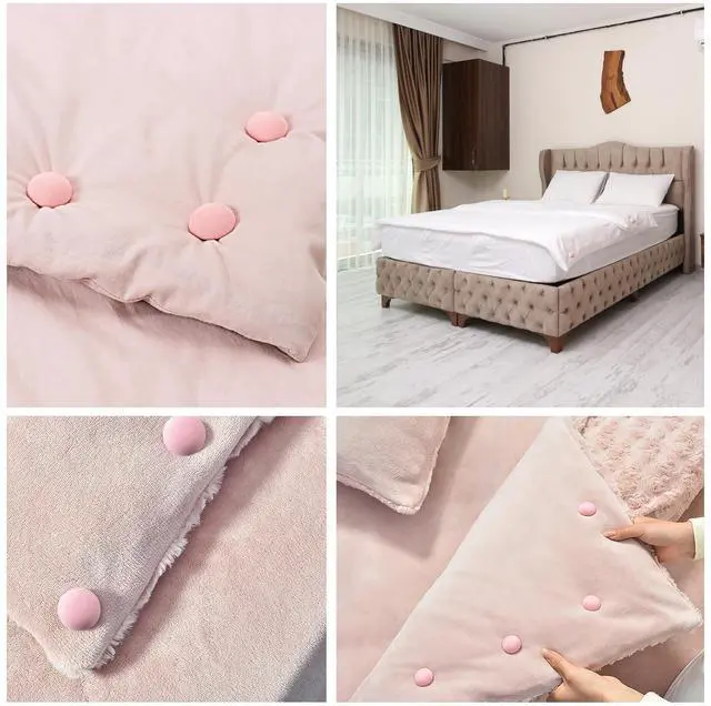 Alt view image 6 of 7 - 16Pcs Quilt Duvet Clips Bedding Holder Pins Fasteners Mushroom Round Fixing Clips for Thin Thick Quilts Blanket Sheet Bed Skirt Slippers Pillow Towel Cushion Curtain, 4 Colors