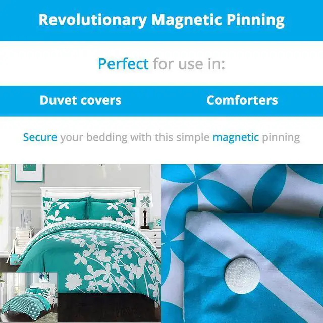 Alt view image 2 of 6 - Replacement Cloth Magnetic Duvet Clips, Pack of 8, Comforter Fasteners, Safe Locking, and Holds up to 10lbs. Magnetic Key to Unfasten Pins is NOT Included.