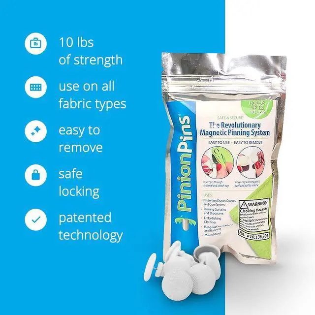 Alt view image 3 of 6 - Replacement Cloth Magnetic Duvet Clips, Pack of 8, Comforter Fasteners, Safe Locking, and Holds up to 10lbs. Magnetic Key to Unfasten Pins is NOT Included.