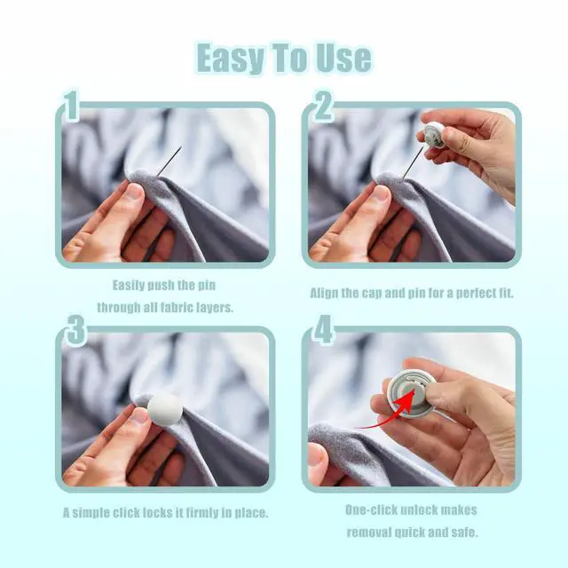 Alt view image 4 of 6 - 24pcs Duvet Clips Duvet Cover Pins, Comforter Fastener Grippers, Gentle Fabric Dual Sided Pin Fasteners for Quilts, Cushions, Curtains