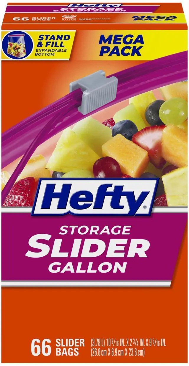 Main image of Slider Gallon Storage Bags, 66 Count, Gallon Size Slider Storage Bags for Storing Food, Bulk Snacks, Travel Toiletries, First Aid Kits, and More, Writable Label, Secure Zip and Click Closure
