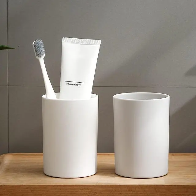 Main image of Bathroom Tumbler Cup 10.5oz Reusable Unbreakable Toothbrush Cup 300ml Mouthwash Cups Plastic Easy to Clean Bathroom Cup Toothbrush Holder Adequate for Your Bathroom (PP, white2)