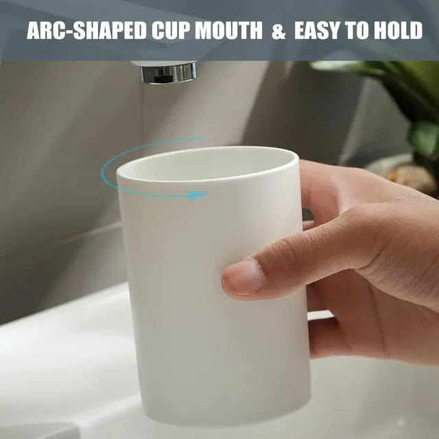 Alt view image 4 of 6 - Bathroom Tumbler Cup 10.5oz Reusable Unbreakable Toothbrush Cup 300ml Mouthwash Cups Plastic Easy to Clean Bathroom Cup Toothbrush Holder Adequate for Your Bathroom (PP, white2)