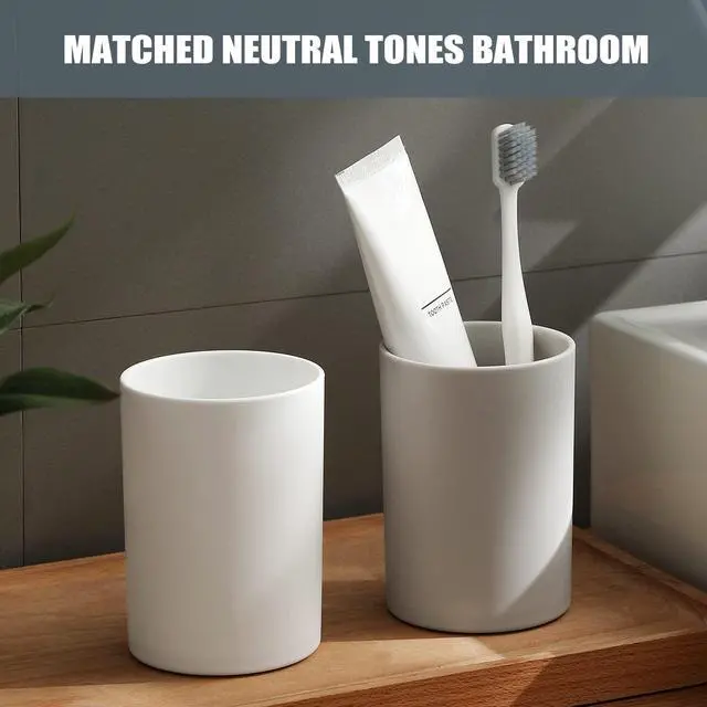 Alt view image 5 of 6 - Bathroom Tumbler Cup 10.5oz Reusable Unbreakable Toothbrush Cup 300ml Mouthwash Cups Plastic Easy to Clean Bathroom Cup Toothbrush Holder Adequate for Your Bathroom (PP, white2)