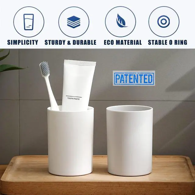 Alt view image 6 of 6 - Bathroom Tumbler Cup 10.5oz Reusable Unbreakable Toothbrush Cup 300ml Mouthwash Cups Plastic Easy to Clean Bathroom Cup Toothbrush Holder Adequate for Your Bathroom (PP, white2)
