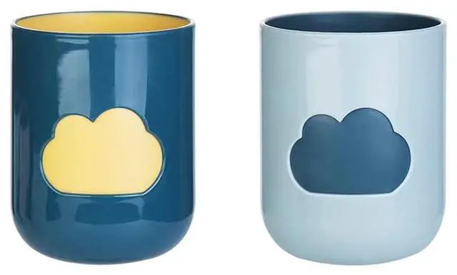 Main image of Simple Cloud Mouthwash Cup - Creative Cute Couple's Cup (Dark Green & Light Blue)
