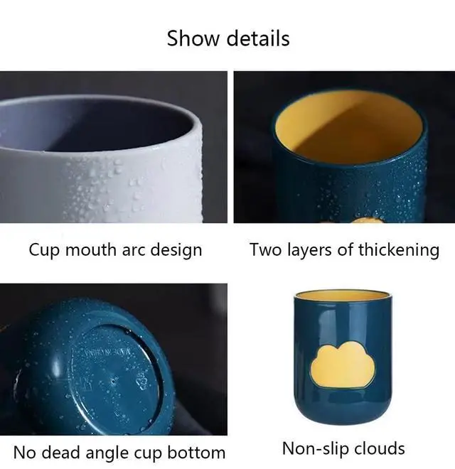 Alt view image 7 of 7 - Simple Cloud Mouthwash Cup - Creative Cute Couple's Cup (Dark Green & Light Blue)