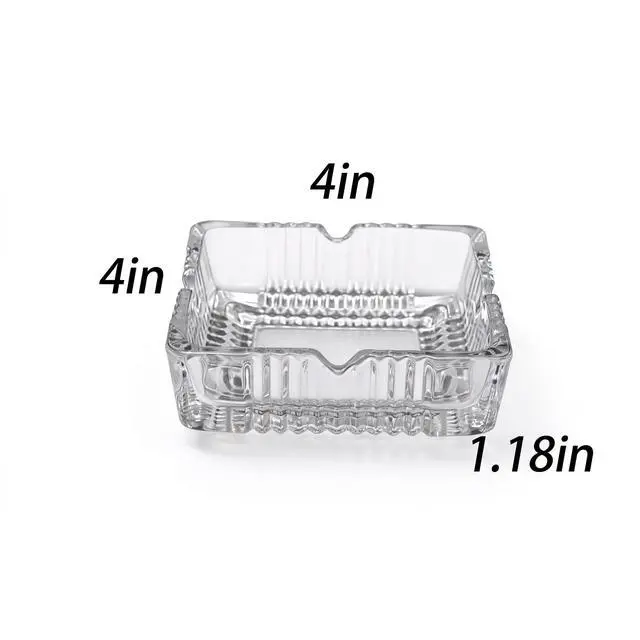 Alt view image 3 of 7 - 3 Pack 4 inch Square Glass Ashtray, Clear Thick Tempered Glass Cigarette Ash Tray, Easy Clean Heavy Duty Smoke Tray for Home Office Outdoor Party Decoration
